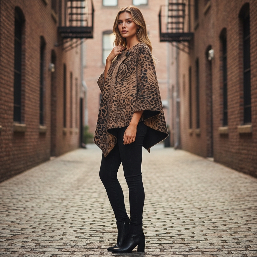 Leopard Print Poncho